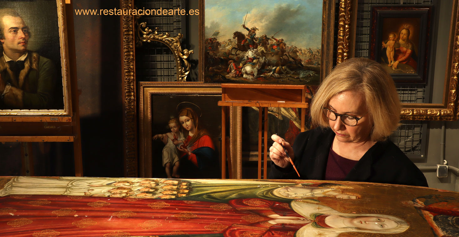 Fotografía final de la restauración de pintua en el taller de restauración en Madrid