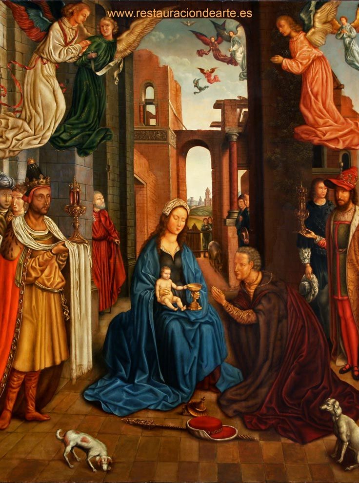 fotografia final después de la restauración de la tabla y capa pictórica, obra sobre tabla de Jan Gossaert